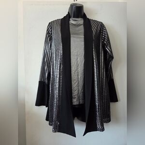 Silver Black Metallic Textured Fancy Jacket NWT